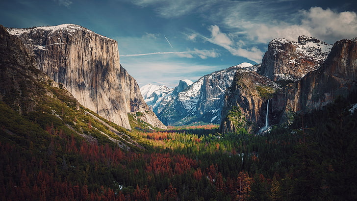 Sierra Nevada Mountains, europe, snowcapped mountain, river, idyllic