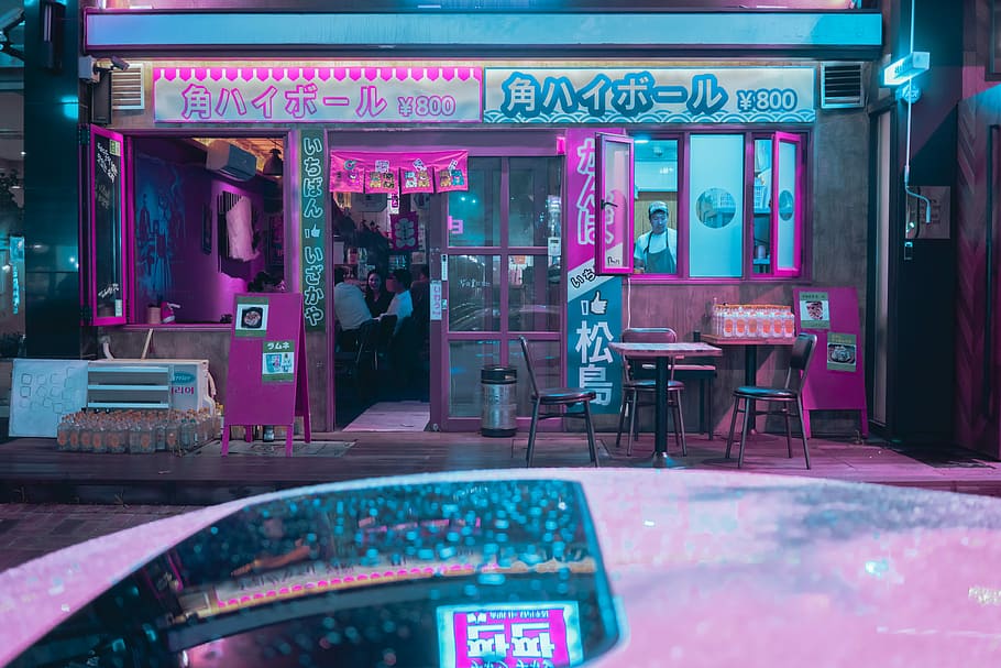 Woman Street Night, diner, restuarant, restaurant, cyberpunk