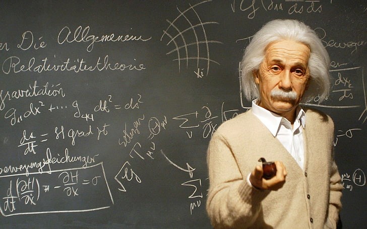 Albert Einstein as a Kid, explaining, senior adult, formula, white hair Free HD Wallpaper