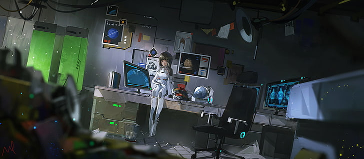 Beautiful Anime Girl Art, space, indoors, security, protection Free HD Wallpaper