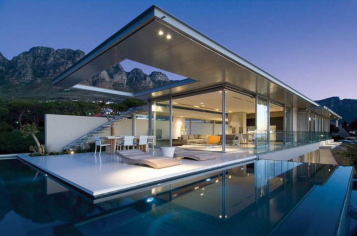 Beautiful Mansions in South Africa, water, table, nature, illuminated Free HD Wallpaper