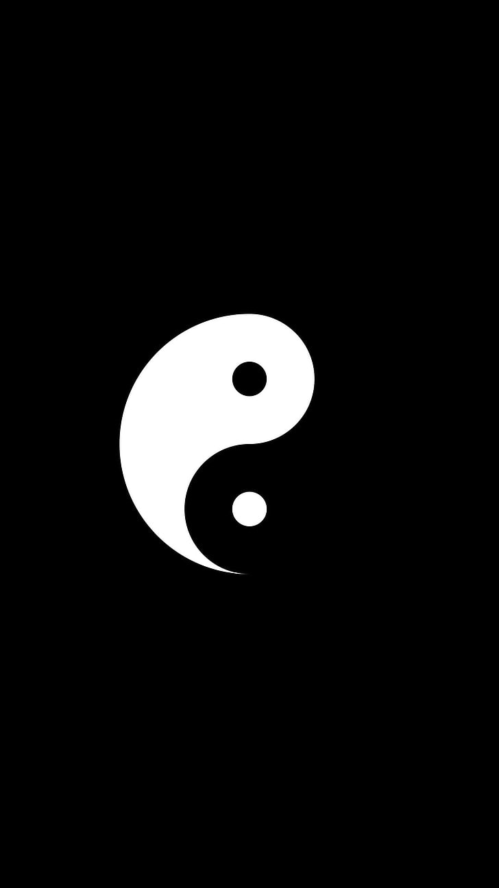 Black and Gold Yin Yang, circle, portrait display, white color, single object Free HD Wallpaper