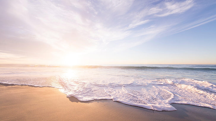 Breathtaking Beach Sunrise, foam, lagoon, morning, cloud  sky