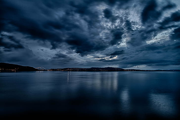 Dark Sky Pics, sea, hdr, nordnes, mountain Free HD Wallpaper