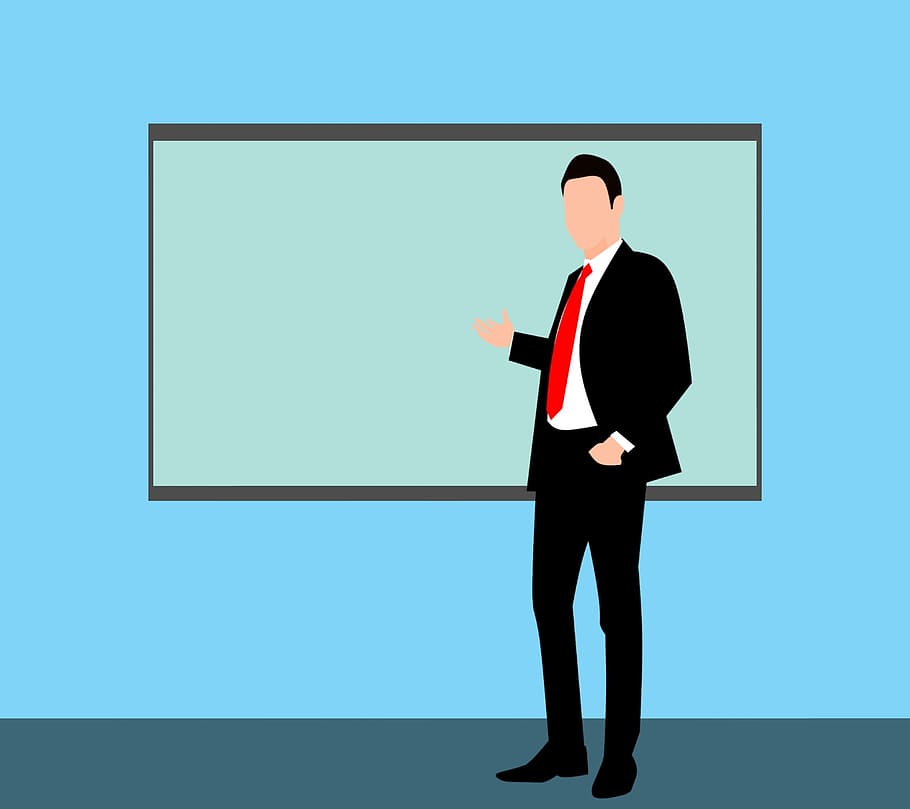 Effective Presentation, suit, boss, one person, course icons Free HD Wallpaper