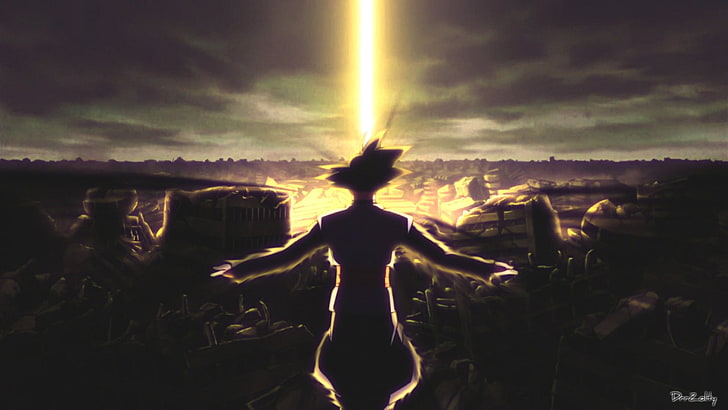Goku Black HD, back lit, sky, concepts and ideas, black goku Free HD Wallpaper