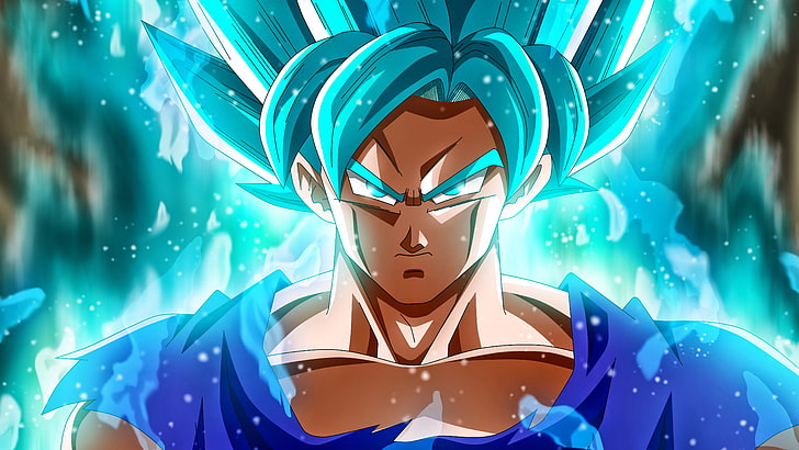 Goku Super Saiyan 100, emotion, illuminated, rmehedi, super saiyan blue Free HD Wallpaper