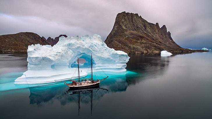 Greenland Art, cold temperature, idyllic, turquoise colored, winter Free HD Wallpaper