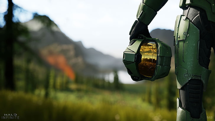 Halo 6 Master Chief, outdoors, focus on foreground, transportation, reflection Free HD Wallpaper