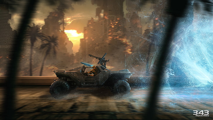 Halo Spartan Assault Lite, sunset, motion, halo 2, motor vehicle Free HD Wallpaper