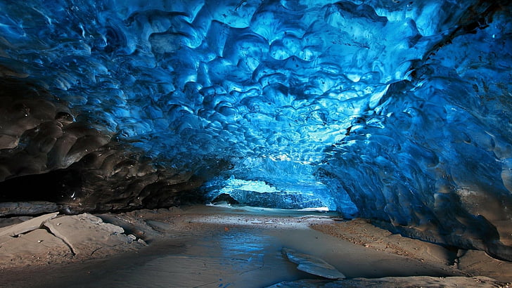 Icelandic Ice Caves, summer, color, drops, splash Free HD Wallpaper