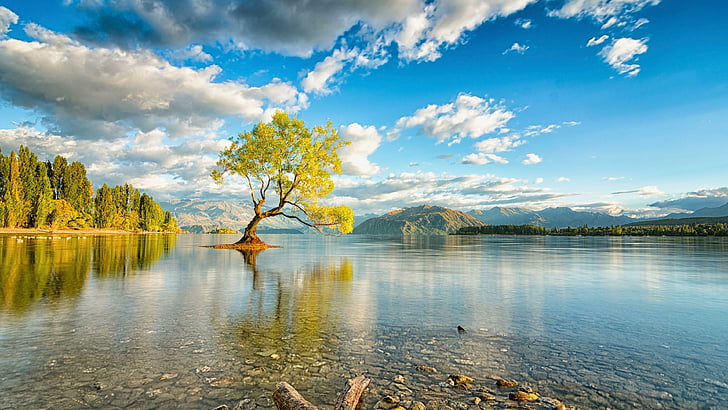 Lake Wanaka NZ, reflection, water, calm, sunrise Free HD Wallpaper