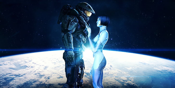 Master Chief Cortana Love, illuminated, young adult, young men, astronaut Free HD Wallpaper