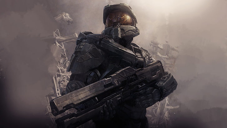 Master Chief Halo 4 Concept Art, government, men, waist up, obscured face Free HD Wallpaper
