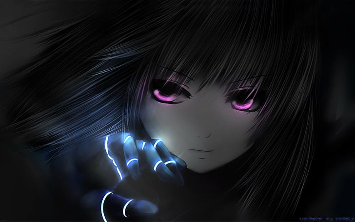 Purple-Eyed Anime Characters, glowing, long hair, purple eyes, king of fighters Free HD Wallpaper