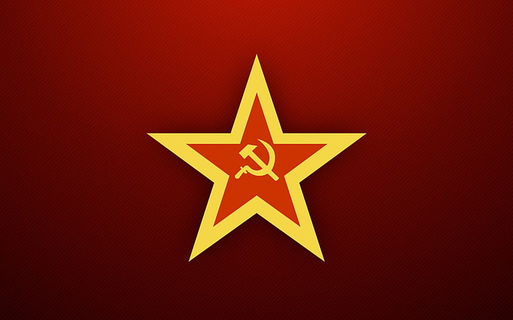 Russian Soviet Union Flag, illuminated, star, red background, shiny Free HD Wallpaper