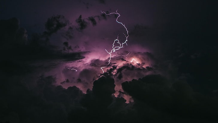 Storm Clouds Lightning Rainbow, night sky, cloudy, stormy, sky Free HD Wallpaper