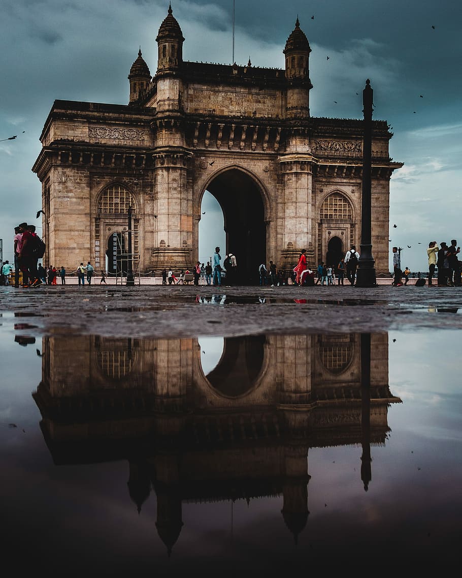 Taj Mahal Hotel Mumbai, puerta de la india, large group of people, outdoors, bombay Free HD Wallpaper