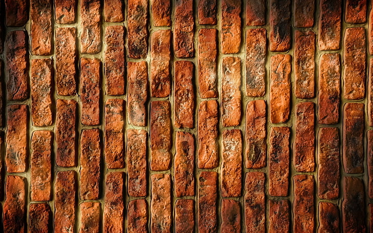Tan Brick Wall, large group of objects, stone material, oldfashioned, construction industry Free HD Wallpaper