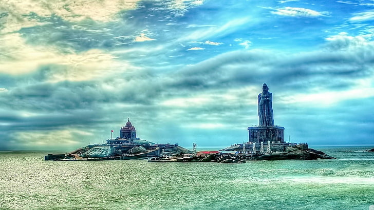 Vivekananda Statue Kanyakumari, daytime, no people, the past, asia Free HD Wallpaper