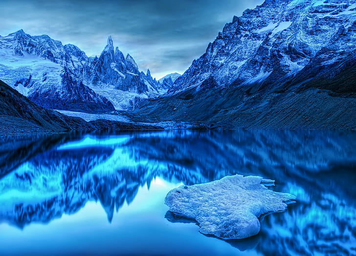 Winter Blue Paintings, cold, cool, scenery, travel Free HD Wallpaper