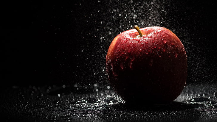 Apple Fruit Red with Black, food, apple, photography, studio shot Free HD Wallpaper