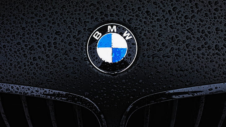 bmw, logo, water, drops Free HD Wallpaper