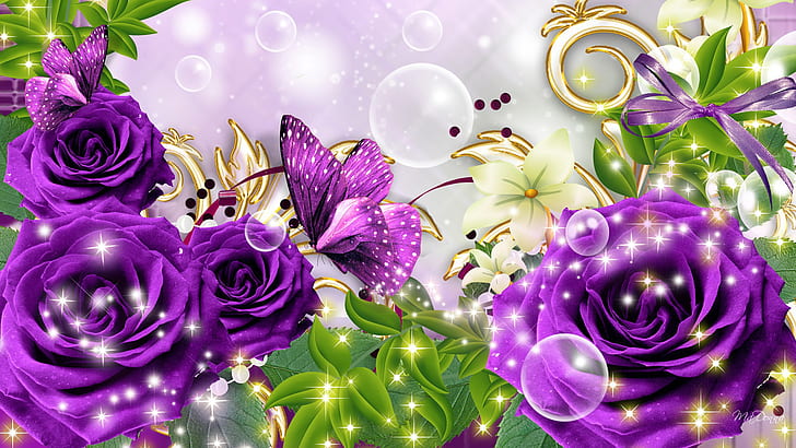 Butterfly Flower Clipart, sparkles, flower, rose, artistic Free HD Wallpaper