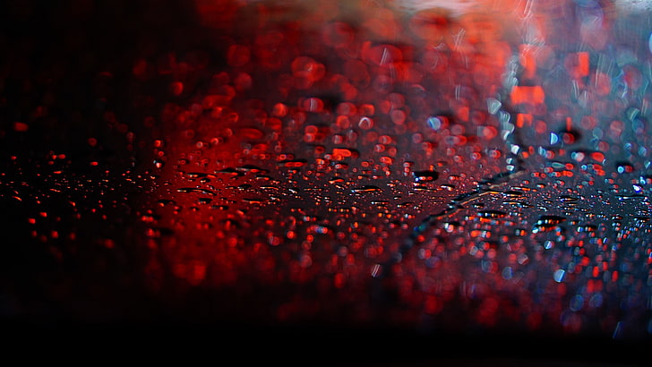 City Rain Bokeh Lights, full frame, glass  material, raindrop, city Free HD Wallpaper