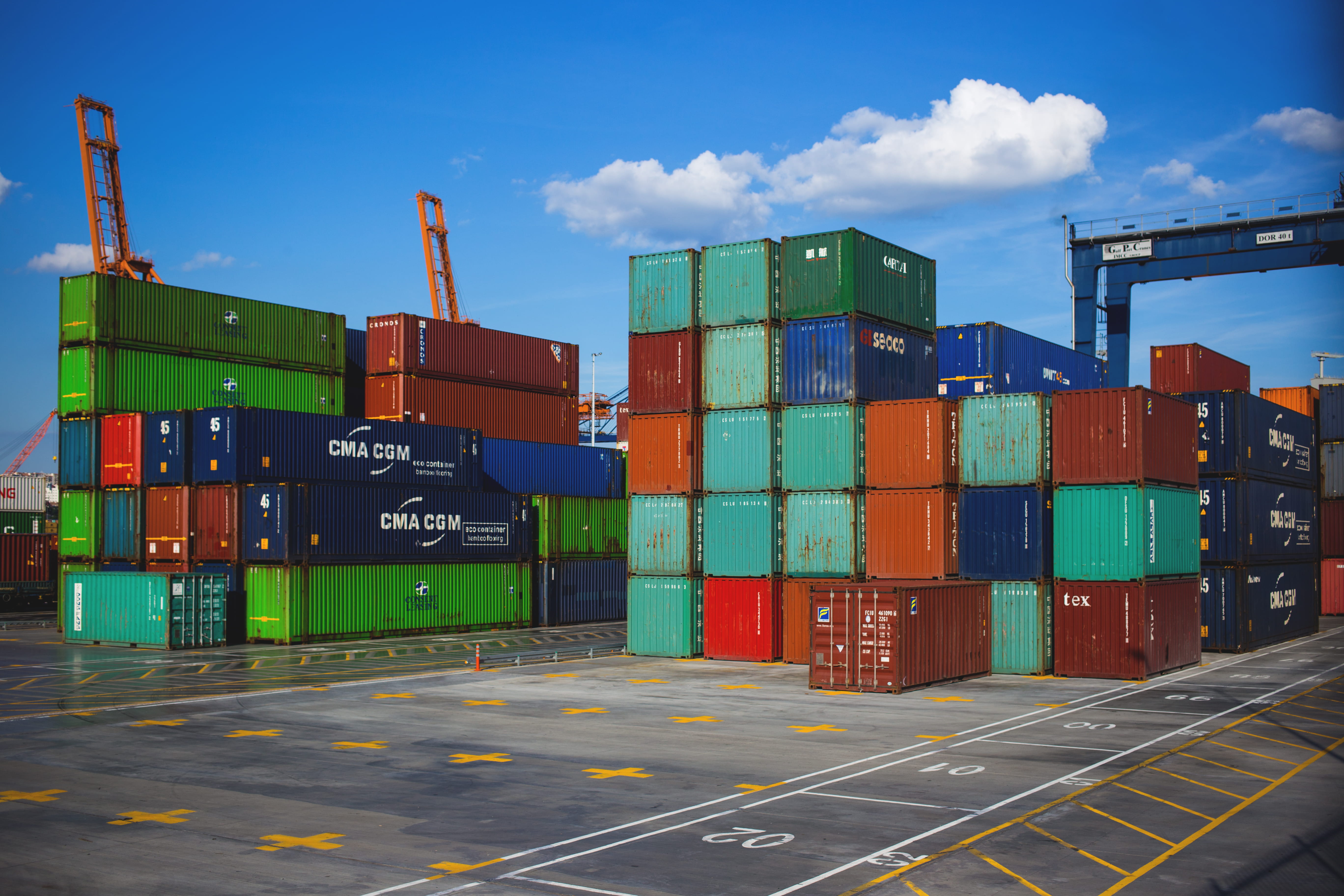 commercial dock, no people, distribution warehouse, day