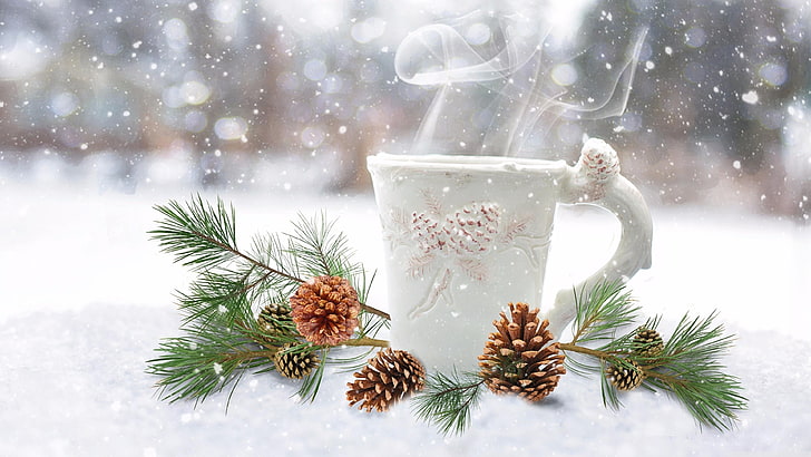 December Clip Art, snowfall, snow, branch, snowing Free HD Wallpaper