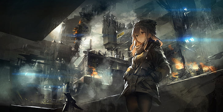 Destruction Animated, portrait, holding, hairstyle, standing Free HD Wallpaper