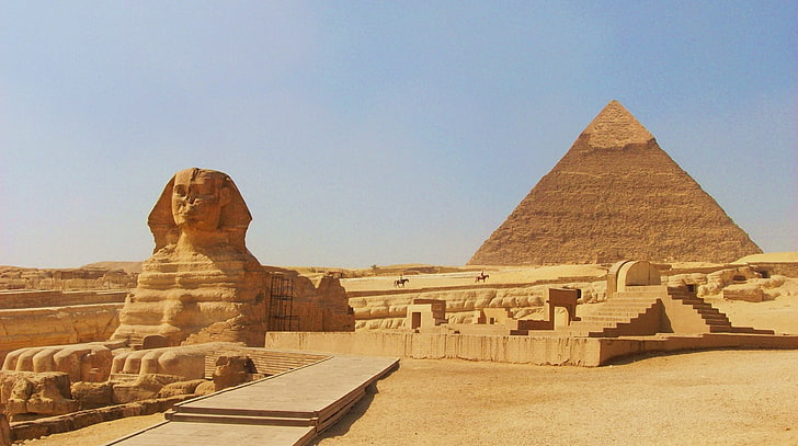 Great Sphinx Giza Egypt, human representation, pyramid, statue, tourism Free HD Wallpaper