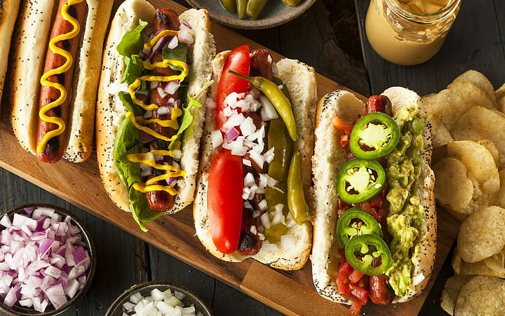 hot dogs, food Free HD Wallpaper