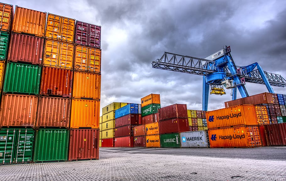 Intermodal Container Tracking, crane  construction machinery, hdr, colorful, harbor Free HD Wallpaper