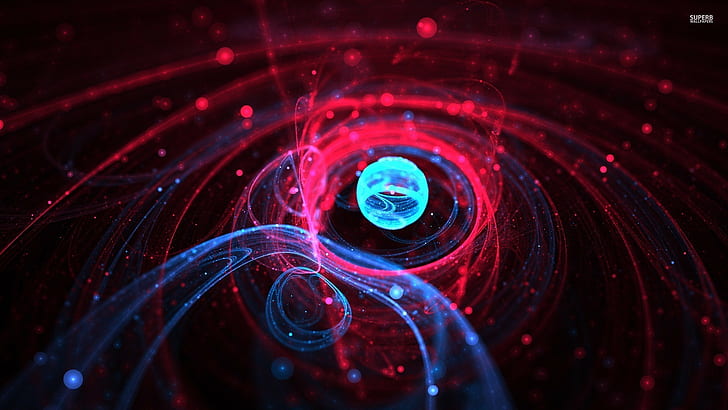 Neutron Model, neutrons, plexus, digital art, nuclear Free HD Wallpaper