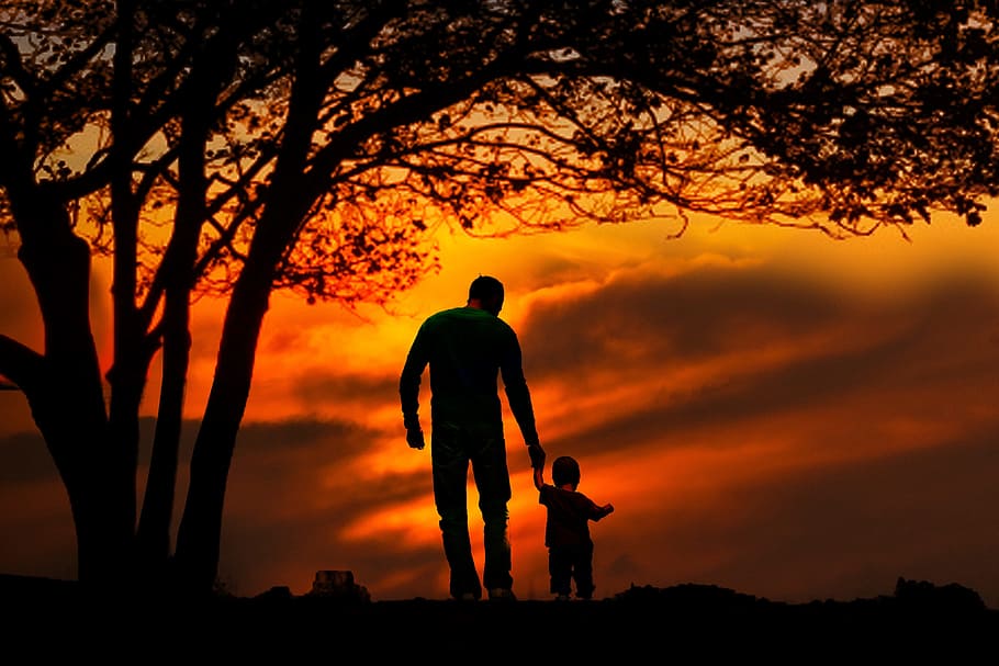 Parents and Children Silhouette, beauty in nature, bonding, daughter, men Free HD Wallpaper