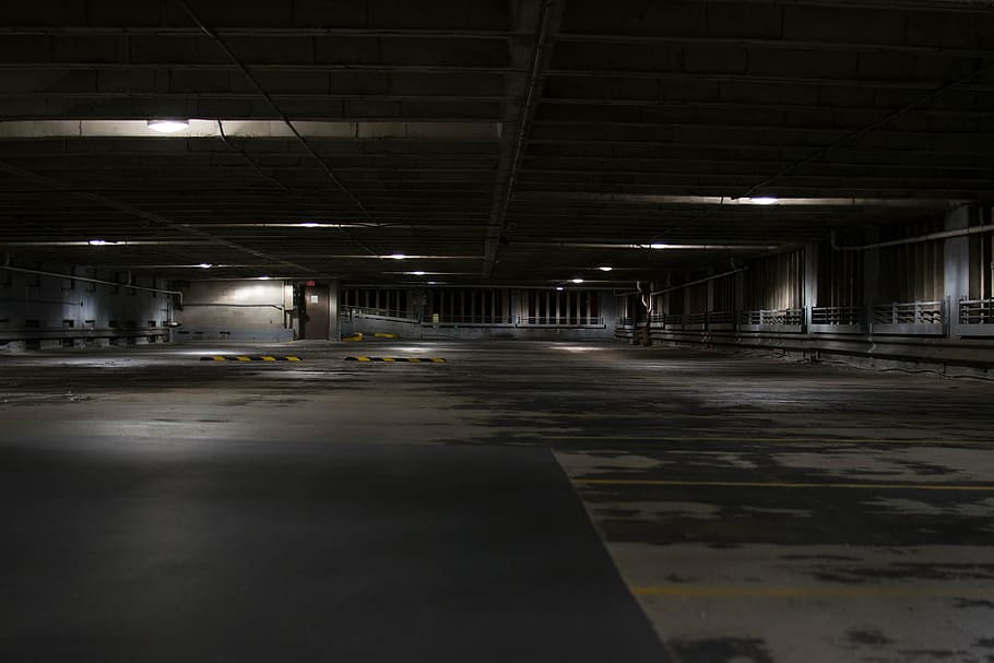 parking lot, indoors, night, dirty Free HD Wallpaper