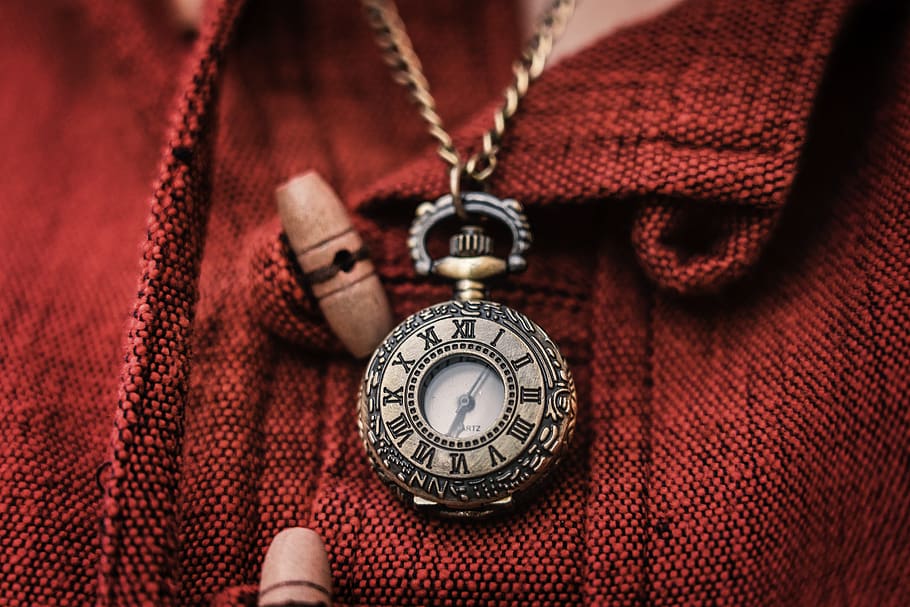 Pocket Watch with Chain, body part, retro styled, jewelry, old clock Free HD Wallpaper