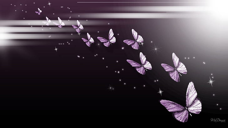 purple, butterflies, glow, butterfly Free HD Wallpaper
