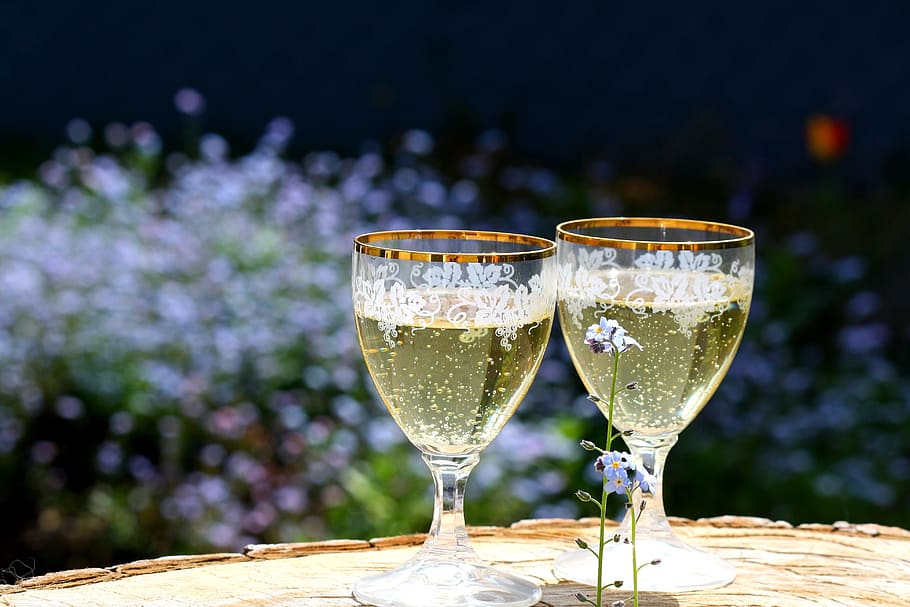 romance, table, wineglass, sparkling