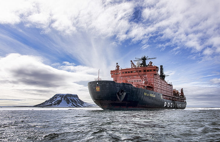 Russian Icebreaker, sea, cruise ship, sailboat, rosatom Free HD Wallpaper