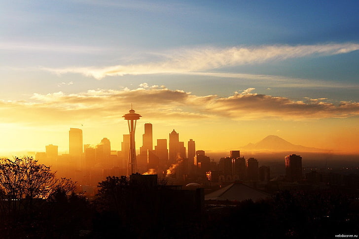 Seattle Skyline Painting, urban skyline, city, travel, travel destinations Free HD Wallpaper