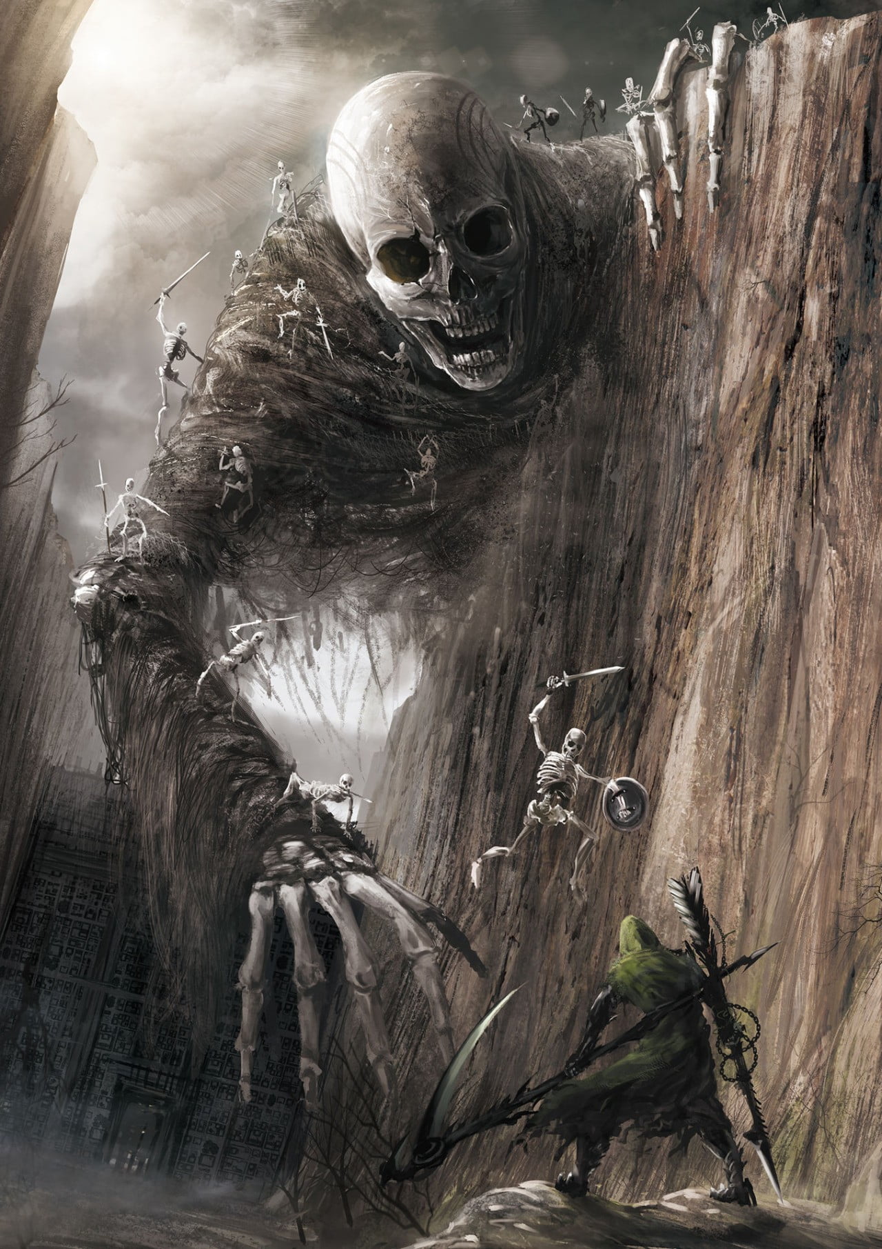 Skeleton Love Art, tree, animal, primate, sword
