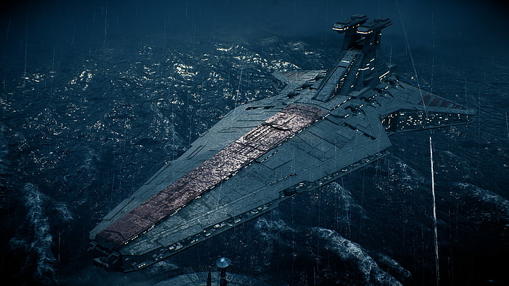 Star Wars Squadrons, venatorclass star destroyer, rain, star wars, water Free HD Wallpaper