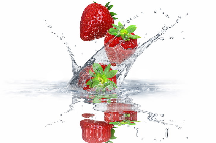 Strawberry Kiwi Water, ice, drinking water, spray, macro Free HD Wallpaper