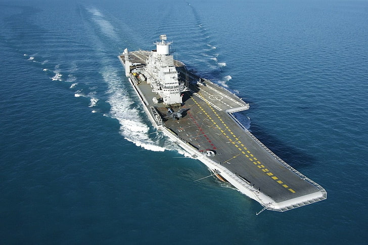 Vikrant Carrier, sea, high angle view, transportation, motion Free HD Wallpaper