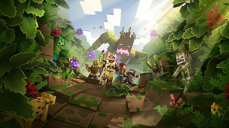 2048X1152 Dragon, minecraft dungeons jungle awakens, minecraft, minecraft dungeons, Awakens