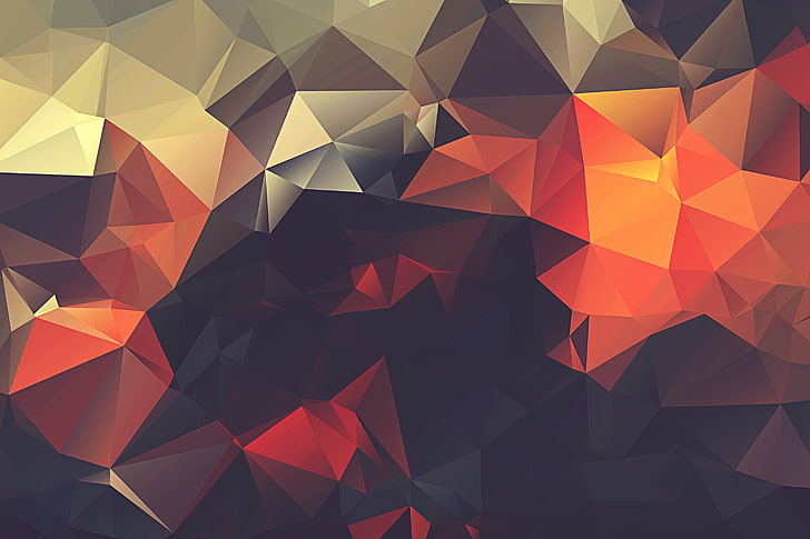 3D Low Poly, textured, shape, color gradient, multi colored