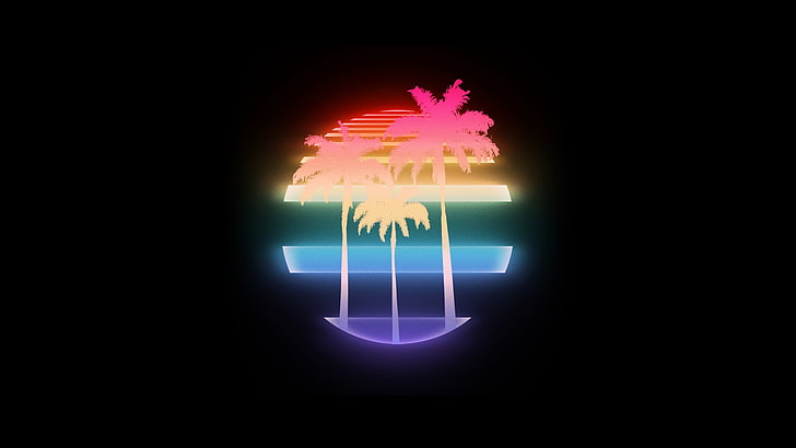 80s Palm Tree Aesthetic, grand theft auto vice city, glowing, copy space, vaporwave Free HD Wallpaper